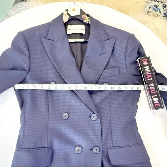 Matthew Adams Dolan Virgin Wool Gingham Blazer/Navy/Black/Small - Picture 7 of 16